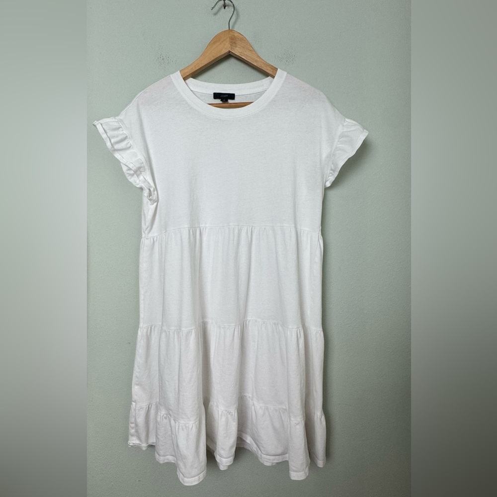 J. CREW Broken-in jersey tiered mini‎ dress in white size medium - Picture 7 of 15